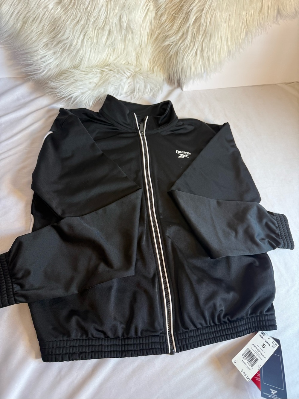 Reebok Black Full-Zip Performance Jacket with White Trim